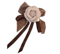 Sunjiaqi Camellia Fabric Flower Brown Bow Lapel Pin - Women's Elegant Clothes Brooch Pin Decoration for Scarf, Hat, Suits, Night Dress, Wedding