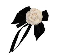Sunjiaqi Camellia Flower Lapel Pin - Fabric Flower Black Bow Brooch for Women - Elegant Clothes Decoration for Scarf, Hat, Suits, Night Dress, Wedding