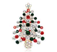 sunjiaqi Christmas Tree Brooch Crystal Rhinestone Breastpin Collar Lapel Pin Corsage Shining Brooch Clothes Hat Scarf Festival Decor Accessories Jewellery Gift for Women Men Girls Gold Tone