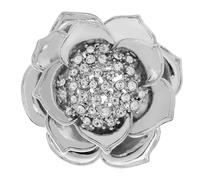 sunjiaqi Crystal Camellia Brooch Large Fashion Sparkling Party Flower Brooch Corsage Collar Pin Wedding Dress Scarf Brooch Pin For Women Girls Fashion Clothing Decor Silver Tone