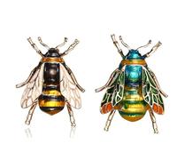 Sunjiaqi Retro 2 Pcs Bumble Bee Crystal Brooch Pin Costume Badge Women Jewelry Gift Fashion Natural Insect Animal Enamel Brooches Alloy Pins Banquet Pins Vintage Jewelry