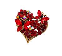sunjiaqi Vintage Crystal Love Heart Brooch Rhinestone Butterfly Brooch Pin Red Animal Butterfly Brooches For Women Wedding/Banquet/Birthday Party Dress Accessories Jewelry Gift For Women Girls