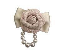 Sunjiaqi White Camellia Pearl Tassel Brooch Pin - Classic Floral Women's Elegant Clothes Brooch Decoration for Scarf Hat Suits Night Dress Wedding