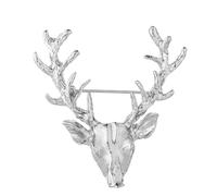 sunjiaqiVintage Silver Deer Head Brooch Reindeer Head Horn Stag Lapel Pin Badge Coat Suit Accessories Brooch for Men Women Vintage Jewelry Christmas Winter Party Unisex Gift Costume Decoration
