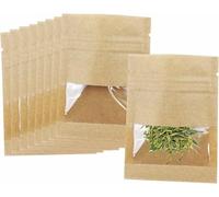 Sunjiyan 100 x Brown Kraft Paper Food Bags Resealable Sample Bags for Coffee Packaging Size 2.75 x 3.5 Inches