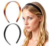 Sunjiyan 2 Pcs Plastic Headbands Tortoiseshell Headband with Teeth Hair Accessories for Women Brown Black