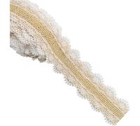 Sunjiyan Hessian Ribbon with Lace, Natural Jute Decorative Ribbon, Vintage Hessian Gift Ribbon, Ideal for Florists, Weddings and Christmas DIY Decorations, 4 Metres