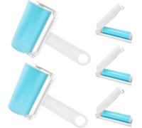 Sunjiyan Reusable Adhesive Roller, Pet Hair Remover and Clothes Cleaner, Washable, Includes Large and Mini Sizes (Blue) 5 Piece Set