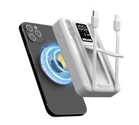 SUNJOM Endless Magnetic Power Bank with LCD Display for Magsafe 10000mAh, Fast Charging, Wireless&Type-C&Lightning Cable Output, 22.5W External Mobile Phone Battery, for iPhone 16/15/14/13/12 Series