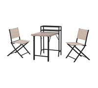 Sunjoy 3 Piece Patio Bistro Set With Shelf, Patio Conversation Set With Folding Table & Chair And Stroage Space