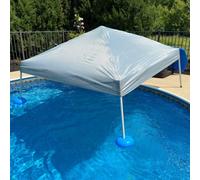 Sunjoy 3X3 M Pool Float With Canopy, Steel And Aluminum Frame Pool Floating Canopy With Pvc Floats, Hand Air Pump, And Carry Bag