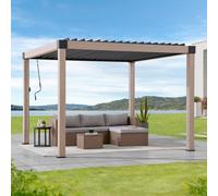 Sunjoy 3X3M Solar Led Louvered Pergola, Aluminum Pergola With Adjustable Louvered Roof, Anthracite