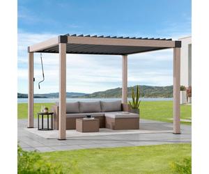 Sunjoy 3X3M Solar Led Louvered Pergola, Aluminum Pergola With Adjustable Louvered Roof, Anthracite