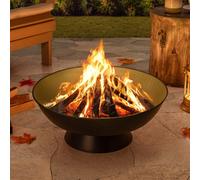 Sunjoy 58Cm Patio Portable Fire Pit For Outdoor, Black Steel Wood Burning Fire Pit