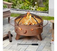 Sunjoy 83Cm Outdoor Patio Fire Pit, Wood Burning Fire Pit Includes Lid & Poker