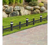 SUNJOY 5-Pack Solar Garden Fence with Waterproof LED Path Lights - Decorative Metal Strip Pattern Border Fencing Panels for Outdoor Landscaping, Black