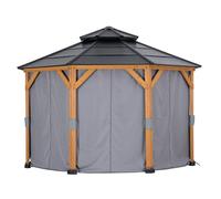 Sunjoy Gray Polyester Curtain, 8-Panel Screen Walls for Outdoor Patio for 3.9x3.9m Octagon Hardtop Gazebo, Brown