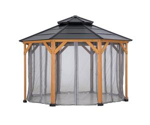 Sunjoy Gray polyester mosquito netting Gazebo 8-Panel Screen Walls for Outdoor Patio For 3.95 x 3.95m Octagon Hardtop Gazebo