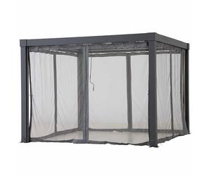 SUNJOY Mosquito Net for 3x3m Louvered Pergola, Weather Resistant Polyester Netting with Zipper, Hooks & Storage Straps, Compatible with Matterhorn A1060166K2 A1060166K0 (Not Include Pergola)