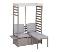 Sunjoy Outdoor 2-Seater Sofa With Footstool Patio Loveseat With Storage And Uv Resistant Canopy