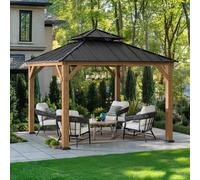 Sunjoy Outdoor Cedar Wood Gazebo-3.3M X 3.3M Anthracite