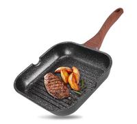SUNJULY Griddle Pan, Griddle Pan for Induction Hob, 28 Cm Non-Stick Steak Pans, Suitable for Indoor Cooking and Outdoor Grilling, Square Grilled Steak Frying Pans,Pfoa-Free