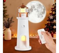 SUNJULY Lighthouse Lamp, Lighthouse Decoration,Lighthouses Night with Remote Control and Bluetooth, Rechargeable Moonlight Projection Lamp for Children's Christmas Birthday Gifts