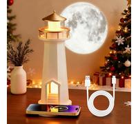 SUNJULY Lighthouse Lamp, Lighthouse Decoration with Wireless Charging and RGB Lighting,Lighthouses Night,Rechargeable Moonlight Projection Lamp with Remote Control for Christmas Birthday Gifts