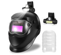 SUNJULY Welding Mask,Welding Helmet With Clip-On Detachable Headlamp,True Color Welding Mask Auto Darkening With 5psc Replacement Lenses,Solar Powered For TIG Mig ARC