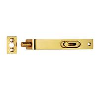 Loops Sunk Slide Flush Door Bolt with Flat Keep Plate 102 x 17mm Polished Brass in Metallics Loops Metallics