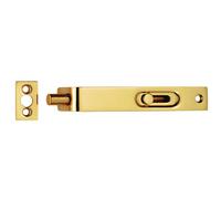 Sunk Slide Flush Door Bolt with Flat Keep Plate 102 x 17mm Polished Brass
