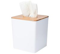 Sunkaioo Tissue Box Cover Square, Modern Farmhouse Boho Style, White, Bamboo & Plastic