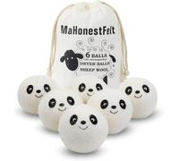 Sunkangkang Wool Dryer Balls - Natural Fabric Softener, Reusable, Reduces Clothing Wrinkles and Saves Drying Time. Handmade Fair Trade No Lint Fabric Softener White (Pack of 6)