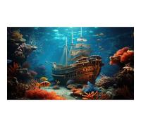 Sunken Pirate Ship Aquarium Background Under The Sea Pirate Shipwreck Fish Tank Background Underwater Ocean Seabed Coral Reef Terrarium Backgrounds Tropical Sea Aquarium Tank Backgrounds 24x16in