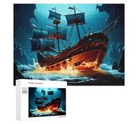 Sunken Pirate Ship in Mysterious Cavern - Wooden Jigsaw Puzzle for Adults, 500 PCS, Seasonal Home Décor - for A Rewarding Weekend Challenge