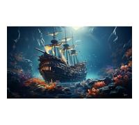 Sunken Ship Aquarium Background Under The Sea Pirate Shipwreck Fish Tank Background Tropical Coral Reefs Seabed Landscape Terrarium Background Tropical Sea Marine Life Aquarium Tank Wallpaper 30x12in