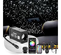 SUNKENET 12W Mini Starlight Headliner Kit, 200pcs*0.03in*6.5ft Star Lights for Car/Home Ceiling, Fiber Optic Lights with Bluetooth APP/Remote Control/Music Effect