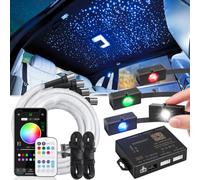 SUNKENET 4 in 1 RGBW Starlight Headliner Kit, 800pcs*0.02inch*4.92ft for Car/Home Ceiling, Fiber Optic Lights with Bluetooth APP/Remote Control/Music Effect