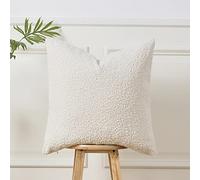 Sunkifover Textured Boucle Throw Pillow Cover 20x20 Inch Striped Solid Pillow Cases Cozy Soft Decorative Modern Cushion Case for Chair Sofa Bedroom Living Room Home Decor, White