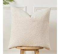 Sunkifover Textured Boucle Throw Pillow Cover 20x20 Inch Striped Solid Pillow Cases Cozy Soft Decorative Modern Cushion Case for Chair Sofa Bedroom Living Room Home Decor, Cream