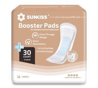 SUNKISS Booster Pads for Adult Nappies/Pull-Ups, Flow-Through Incontinence Pads to Increase Absorbency, Odor Control, Comfortable, 30 Count