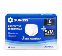 SUNKISS Incontinence Pants for Men and Women, Small/Medium, 16 Count | Adult Pull Ups, Disposable Protective Underwear, Maximum Absorbency, Odour Control, Comfortable