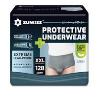 SUNKISS Incontinence Pants for Men, Daytime Disposable Adult Pull Ups, Mens Protective Underwear with Maximum Absorbency, Grey, XXLarge, 128 Count (4 Packs of 32)