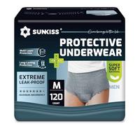 SUNKISS Incontinence Pants for Men, Daytime Disposable Adult Pull Ups, Mens Protective Underwear with Maximum Absorbency, Grey, Medium, 120 Count (4 Packs of 30)