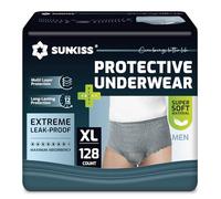 SUNKISS Incontinence Pants for Men, Daytime Disposable Adult Pull Ups, Mens Protective Underwear with Maximum Absorbency, Grey, XLarge, 128 Count (4 Packs of 32)