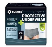 SUNKISS Incontinence Pants for Men, Daytime Disposable Adult Pull Ups, Mens Protective Underwear with Maximum Absorbency, Grey, XXLarge, 14 Count