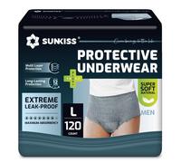 SUNKISS Incontinence Pants for Men, Daytime Disposable Adult Pull Ups, Mens Protective Underwear with Maximum Absorbency, Grey, Large, 120