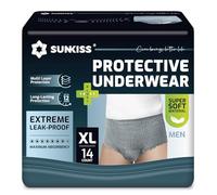 SUNKISS Incontinence Pants for Men, Daytime Disposable Adult Pull Ups, Mens Protective Underwear with Maximum Absorbency, Grey, XLarge, 14 Count