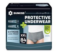 SUNKISS Incontinence Pants for Men, Daytime Disposable Adult Pull Ups, Mens Protective Underwear with Maximum Absorbency, Grey, XXLarge, 84 Count (6 Packs of 14)
