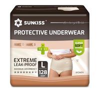 SUNKISS Incontinence Pants Women, Daytime Disposable Postpartum Underwear, UK Size 14-18, Protective Maternity Pull Ups, Beige, Large, 128 Count (4 Packs of 32)